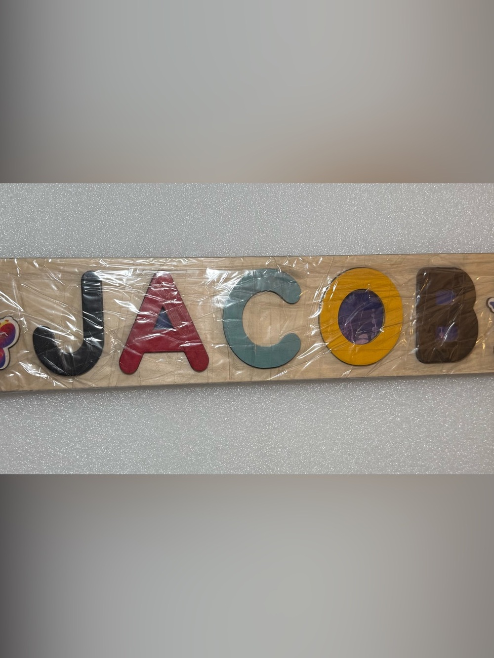 Personalized Double sided Wooden Name Puzzle "JACOB" - Engraved Back Ocean Theme - Picture 3 of 6